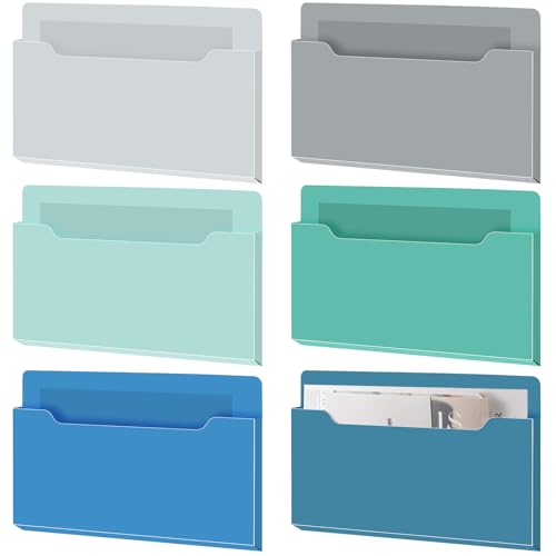 Fuutreo 6 Pcs Magnetic Wall File Organizer Magnetic Wall File Holder Refrigerator Magazine Holder for Mail Letters Paper(Aqua Green,Horizontal-large) - color: Aqua Green, size: Horizontal-Large