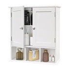 TaoHFE White Bathroom Wall Cabinet with 2 Door Adjustable Shelves,Over The Toilet Storage White Wall Mounted Medicine Cabinets for Bathroom Laundry Room Kitchen - color: White