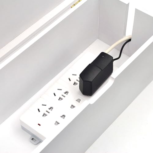 15 inch Bamboo Large Cable Management Box, Organizer Cord Box Hider - Power Strip Hider Cable Storage for Office, TV Wires, Desk Cord Organizer, No Assembley Required, Bamboo (White) - color: White