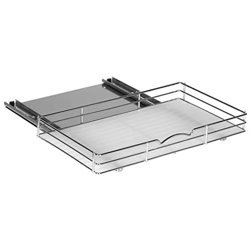 Pull-Out Cabinet Spice Rack Organizer - Slim Slide-Out Storage for Spices, Bottles & Jars, Premium Heavy-Duty Steel, Easy Install for Narrow Kitchen Cabinets - 18 ⅜ W x 10 ½ D x 2 ¾ H, Chrome - size: 18 Inch - Single