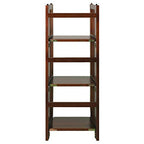 Casual Home Narrow 3-Shelf Folding Bookcase, 14" Wide, Walnut - color: Walnut