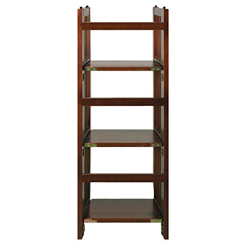 Casual Home Narrow 3-Shelf Folding Bookcase, 14" Wide, Walnut - color: Walnut