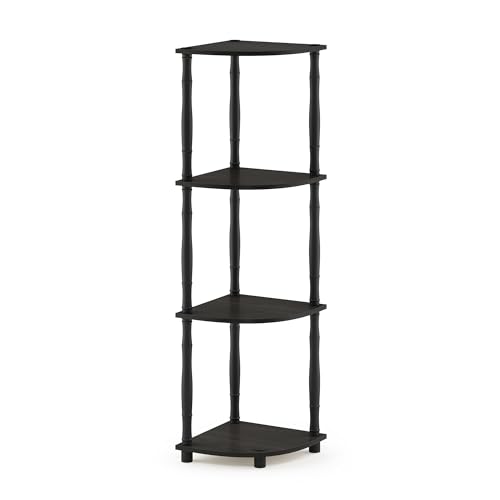 Furinno Turn-N-Tube 4-Tier Corner Display Rack Multipurpose Shelving Unit with Classic Tubes, Espresso/Black, 18114EX/BK, Espresso/Black Classic Tube - color: Espresso/Black, size: 4-Tier Classic Tube