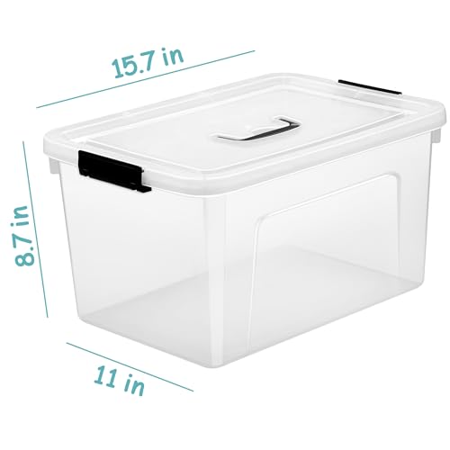 19 Quart Plastic Storage Bins with Lids, 6-Pack Stackable Clear Storage Organizing Box with Handle - color: Clear, size: 19 QT
