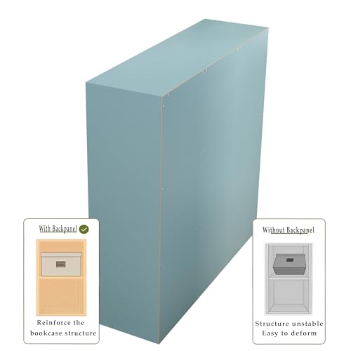 OSCHF 9-Cube Storage Shelf Bookcase - Wooden 3-Tier Floor Standing Open Bookshelf for Home and Office, Display Cabinet, Light Blue - color: Light Blue, size: 9-Cube