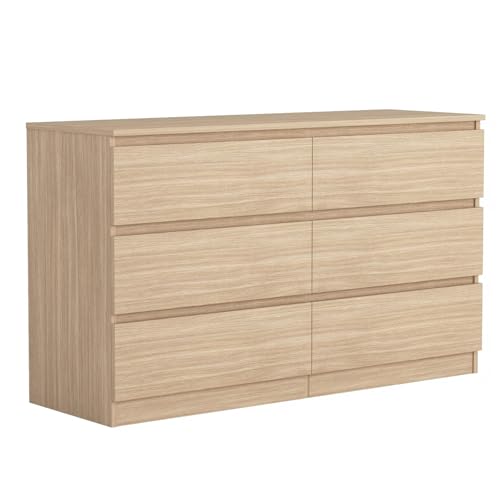 Spaco 6 Drawer Dresser for Bedroom,Modern Deep Drawer Dresser with No-Handle Design,Storage Wood Chest of Drawer,Storage Organizer Furniture for Closet,Hallway - color: Oak, size: 6 Drawers
