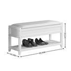 Roundhill Furniture Rouen Espresso Seating Bench with Shoe Storage, - color: Espresso Fabric