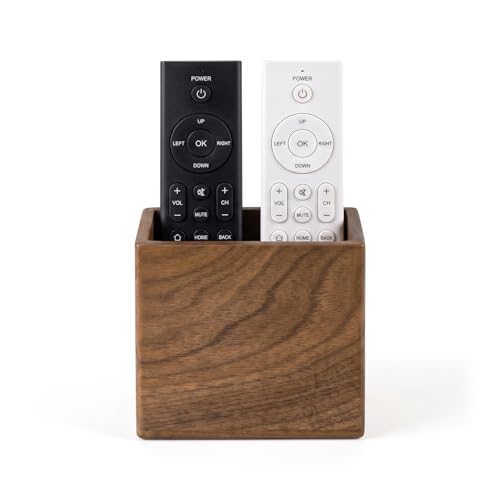 Remote Holder Hole-Free, Self-Adhesive Storage Wooden Box, Wall Mounted or Desk Mounted Container - size: Small