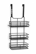Ordina Over The Door Shower Caddy – 3 Tier Bathroom Organizer, Rustproof Hanging Storage Rack for Shampoo, Soap & Essentials – Matte Black Powder-Coated Steel