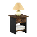 Furinno Dario End Table/ Night Stand Storage Shelf with Bin Drawer, Amber Pine/Black, 1-Pack, Upper Bin - color: Amber Pine/Black, size: 1-Pack, Upper Bin