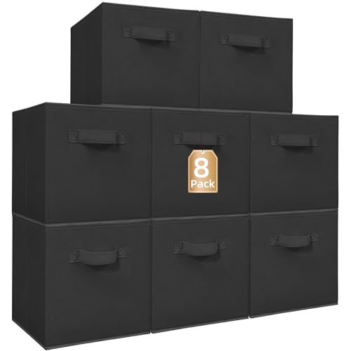 STORAGE MANIAC Storage Cubes, 11 Inch Collapsible Storage Bins with Handles, 8 Pack Fabric Foldable Bins for Organization, Durable Storage Bins for Closet, Shelves, Offices, Toys, 8-Pack Black - color: Black-8 Pack, size: 11 INCH