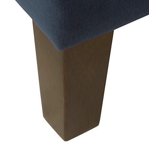HomePop Large Upholstered Rectangular Storage Ottoman Bench with Hinged Lid, Navy - color: Navy