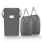MCleanPin 210L Laundry Hamper Collapsible with 2 Washable Laundry Bags, Dirty Clothes Hamper,Laundry Basket with Handles Foldable Hamper Dorm Laundry Basket for College,Grey - color: Elegant Grey