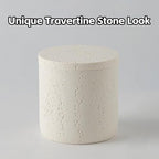 Bathroom Accessories Set, Travertine Stone-Look, 6 PCS Bathroom Accessory Set with Soap Dispenser, Toothbrush Holder, Tumbler, Vanity Tray, Cotton Swab Jars for Countertop (Off White 6 PCS) - color: Off White 6 Pcs