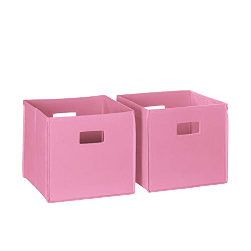 RiverRidge Folding Storage Bins with Handles Pink Cube Storage Organizer for Closet, Bedroom & Playroom - Closet Organizers and Storage Set of 2 - color: 2 Pink Bins