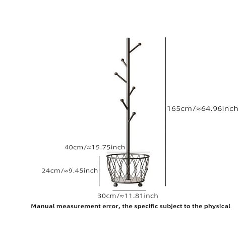 Freestanding Metal Coat Rack Stand with Basket Modern Organizer for Scarf Jacket Hat Bags Ideal for Home Entryway Bedroom Corner Stable and Moveable tree (black) - color: black