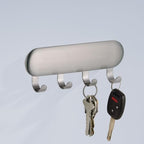 iDesign Self-Adhesive Stainless Steel Key Rack with 4 Hooks - Key Holder for Wall, Set of 4, Brushed - style: Pack of 4