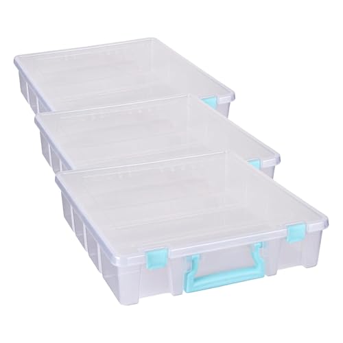 ArtBin Super Satchel 1 Compartment Box Clear Craft Organizer Storage Case (Pack of 3) - color: Aqua Accents, size: 3 Pack