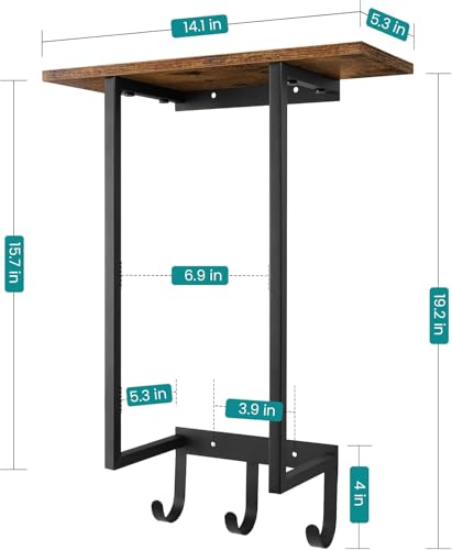 ELITEROO Towel Racks for Bathroom Wall Mounted, Towel Holder with Wooden Shelf and 3 Hooks for Washcloths Hand Towel, Bath Towel Storage Organizer for Small Bathroom, RV, Rustic Brown - color: Rustic Brown
