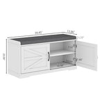 Loomie Shoe Storage Bench, 2-Tier Farmhouse Entryway Bench with Padded Seat Cushion, 13.78" D x 39.37" W x 19.69" H, Slim Shoe Cabinet Bench for Entryway, Living Room, Bedroom (White) - color: White