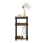 Furinno JUST Side Table, 3-Tier Open Shelf End Table, Toolless Assembly Night Stand, Bedside Table with Square Tube, for Living Room, Bedroom, Amber Pine - color: Amber Pine/Black, size: 3-Tier, Square Pole, style: 1-Pack