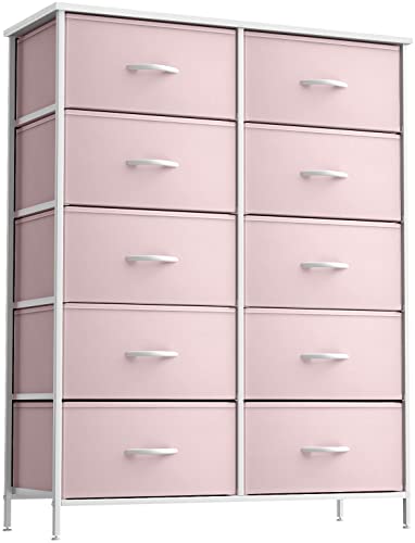 Sorbus Kids Dresser with 10 Drawers - Storage Unit Organizer Chest for Clothes - Bedroom, Kids Room, Nursery, & Closet (Pink, 34 x 12 x 47-10 Drawer) - color: Pink, size: 10 Drawer
