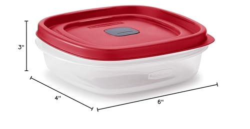 Rubber maid Food Storage Containers Three Cup Food Storage Containers 7 Peice Set, Easy Find Lids, 3 Containers, 3 Lids Chalk Pen And Chalk Labels - color: Red, size: 3 Cup Pack of 3