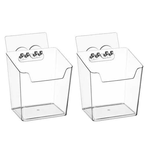 2-Pack Kitchen Cabinet Door Organizer Adhesive, Hanging Storage Bins, Stick on Wall Storage Container, Bathroom Floating Bins Wall Mounted Organizer Under Sink Caddy for Pantry Storage, Office, Dorm - color: 2 Pack, size: Small