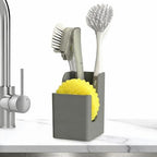 Spacewiser TidyNook Silicone Sink Caddy - Sponge Holder for Kitchen Sink, Dish Brush Holder, Fits Scrub Daddy Sponges, Scrub Mommy, and all Dish Sponges, Compact Kitchen Sinks Organizer Caddy, No Rust - color: Modern Gray