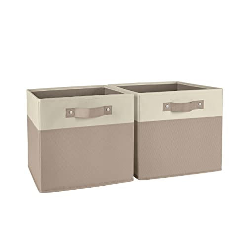 RiverRidge Kids storage bins - 10.5 Cube Storage Organizer with Handles – Taupe Two-Tone closet organizers and storage for Toys, Shoes & More - Fits RiverRidge Cabinets - color: Taupe
