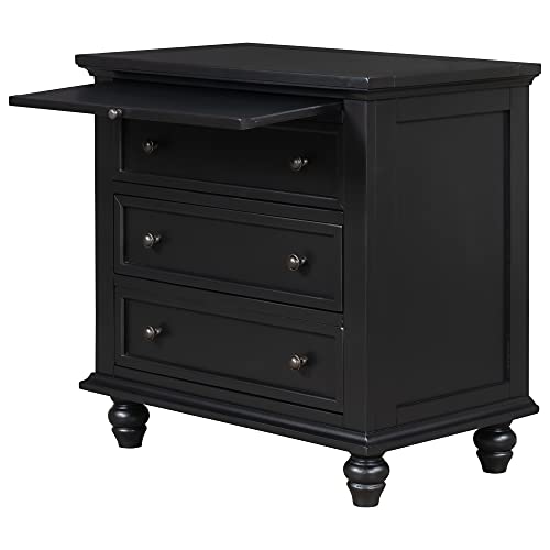 Modern Storage Wood Cabinet with 3-Drawer, Sofa Table Console Table End Table with Pull Out Tray, Accent Table Furniture for Entryway Living Room,Fully Assembly Bedside Table (Black) - color: Black