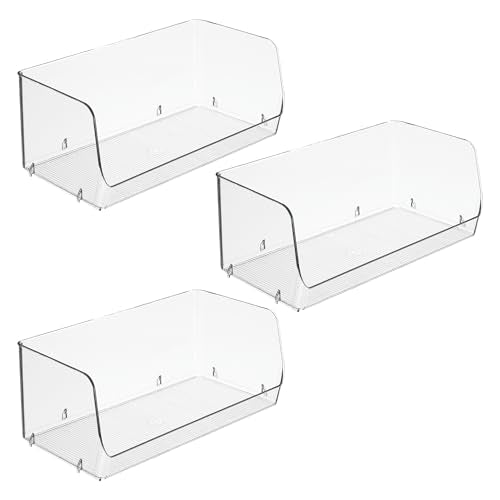 iDesign Stackable Open-Front Storage Bins for Kitchen and Pantry Organization - Set of 3 - Clear - style: Pack of 3