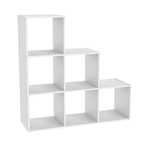ClosetMaid Cubeicals 3-2-1 Cube Storage Shelf Organizer Bookshelf, 3 Tier, Steps, Corner Unit, Easy Assembly, Wood, White Finish - color: White, size: 3-2-1-Cube