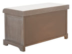 SAFAVIEH Home Collection – Freddy White Wash Storage Bench with Wicker Baskets & Cushion, Entryway Seating Bench, Fully Assembled (AMH5736G) - color: White Washed