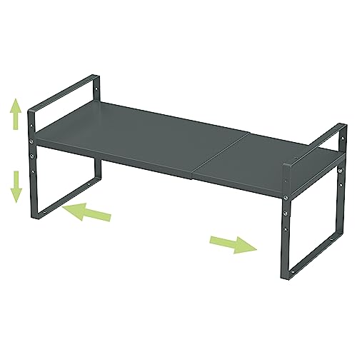 Jojocross Expandable Stackable Spice Rack Cabinet Shelf Organizer in Cabinets Shelves Kitchen Cupboard Organization Stack up Racks Pantry Countertop Storage (Gray, Large 1 Pack) - color: 1 Pack/Gun-gray, size: L:10.04"D x 16.6"W x 5.75"H