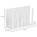 MyGift Mail Holder Organizer Countertop Modern Metal White with Cutout MAIL Lettering Design, Office Desktop Envelope and Document Storage Rack - color: White
