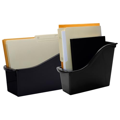 Storex Large Book Bin - Interlocking Plastic Organizer for Home, Office, and Work Space - Black, 6-Pack (70109E06C) - color: Black, size: 6-Pack