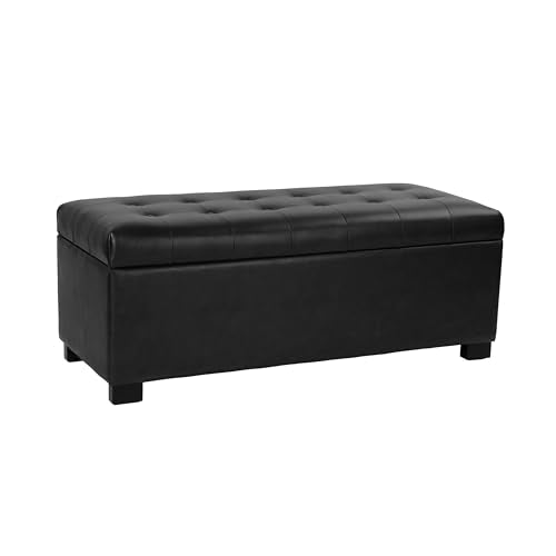 HomePop Large Tufted Storage Bench - Classic Black - color: Classic Black