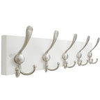 SKOLOO Creations White Solid Wood Wall Mounted Coat Rack, 5 Hooks, 16-7/8" Long - Kitchen, Mudroom, Entryway, Bathroom - Includes Mounting Hardware, Wall Coat Hanger, Towel Rack - color: Matte White Plates & Nickel Hook, size: 1 Item-5 Hooks