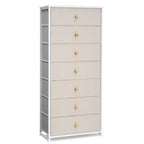 Crestlive Products Tall Dresser, 7-Drawer Wide Fabirc Storage Tower, Chests of Drawers - Vertical Organizer Unit for Bedroom, Hallway, Entryway, Nursery, Wood Top, Closets with Handles (Beige) - color: Beige, style: Wide-7 Drawers