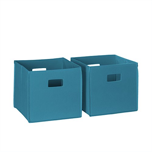 RiverRidge Folding Storage Bins with Handles Turquoise Cube Storage Organizer for Closet, Bedroom & Playroom - Closet Organizers and Storage Set of 2 - color: 2 Turquoise Bins