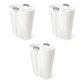Gracious Living Easy Carry Flex Hamper, Large 87.5 Liter Lightweight Plastic Ventilated Laundry Basket Clothes Bin with Handles, White 3 Pack - size: 3 Pack