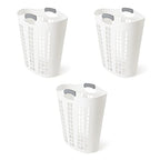 Gracious Living Easy Carry Flex Hamper, Large 87.5 Liter Lightweight Plastic Ventilated Laundry Basket Clothes Bin with Handles, White 3 Pack - size: 3 Pack