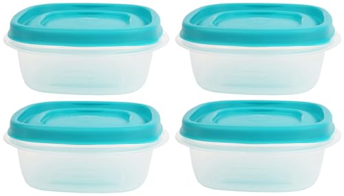 Bundle Rubber Maid Food Storage Containers 1.25 Cup Food Storage Containers 9 Peice Set, Teal Easy Find Lids, 4 Containers, 4 Lids Chalk Pen And Chalk Labels - color: Teal, size: 1.25 Cup Pack of 4
