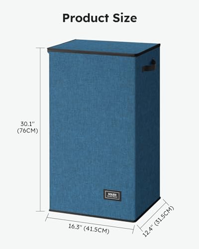 SOLEDI Laundry Hamper with Lid 100L Large & Tall Collapsible Laundry Baskets, Clothes Hamper with Bag Removable Easy to Carry, Dirty Hampers for Bedroom, Bathroom, Dorm, College, Blue - color: Blue, size: 100L