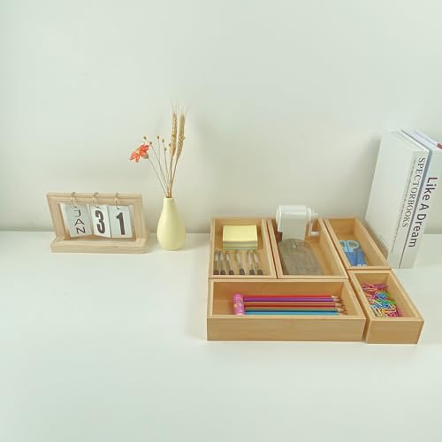 bamboo drawer organizer Set,expandable drawer dividers,wooden storage organizers,drawer organizers for kitchen, bathroom,flatware,Tea Bag Organizer (1 X 5PCS Natural) - color: 1 X 5PCS Natural