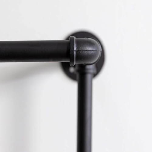 Homeyeeng Clothes Rack, Industrial Wall Pipe Clothing Rack for Hanging Clothes, Wall Mounted Heavy Duty Space Saving Garment Rack, Multi-Purpose Clothing Hanging Rods for Closet Storage, Black, 2Pcs
