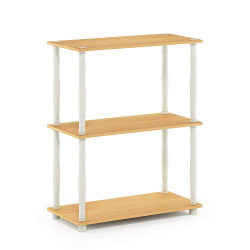 Furinno Turn-N-Tube 3-Tier Compact Multipurpose Shelf Display Rack with Classic Tube, Beech/White - color: Beech/White, size: 3-Tier Classic Tube