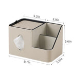 PU Leather Square Tissue Box Cover with Magnetic Closure, Tissue Holder with Storage Tray & Remote Control Organizer, for Nightstand, Living Room, Bathroom, Office Desk (Beige) - color: Beige