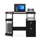 Furinno Jaya Simplistic Computer Study Desk, Americano/Chrome/Black - color: Americano/Stainless Steel/Black